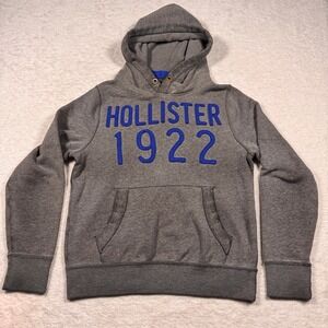 Hollister 1922 Graphic Hoodie Gray Blue Pullover Men's M Streetcore